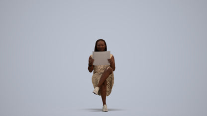 realistic 3D human woman casual sitting, archviz people FBX OBJ for Blender, standing pose render