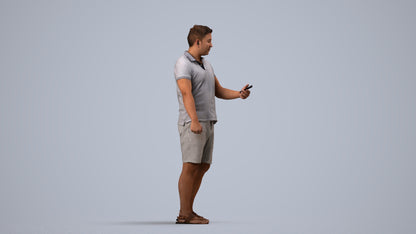realistic 3D man casual standing, scanned archviz people for Blender and 3ds Max, side view render