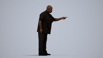 scanned 3D man hospitality, photogrammetry people for Enscape and V-Ray, side view render