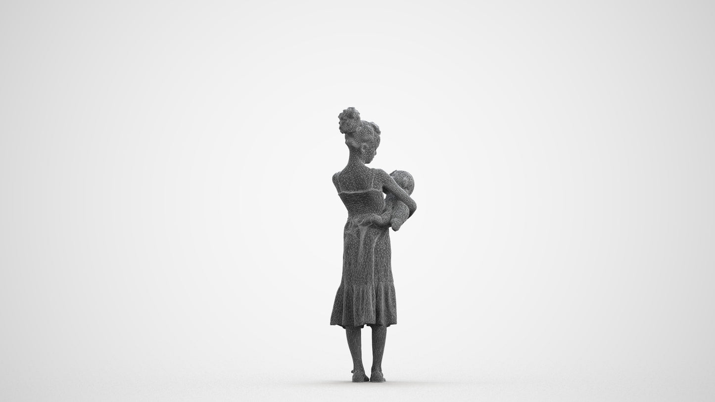 realistic 3D girl casual kids, scanned archviz people for Blender and 3ds Max, wireframe front view