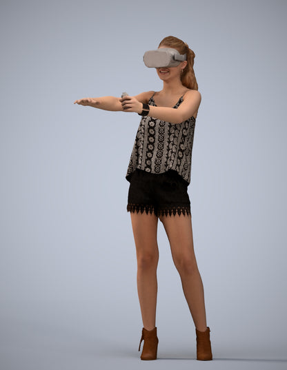 scanned 3D girl casual standing, photogrammetry people for Enscape and V-Ray
