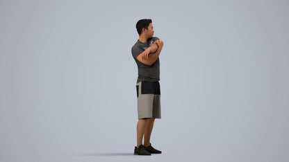 realistic 3D human man sport, archviz people FBX OBJ for Blender, side view render
