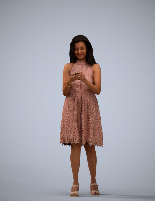 3D people model woman formal standing, scanned human for 3ds Max rendering