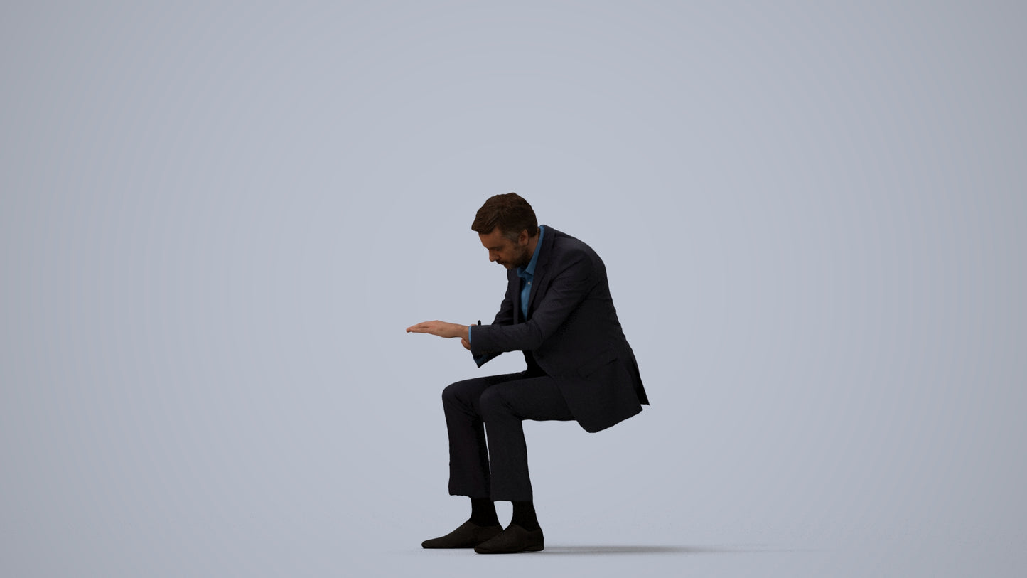 3D people model man business, scanned human for 3ds Max rendering, three-quarter view render