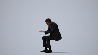 3D people model man business, scanned human for 3ds Max rendering, three-quarter view render
