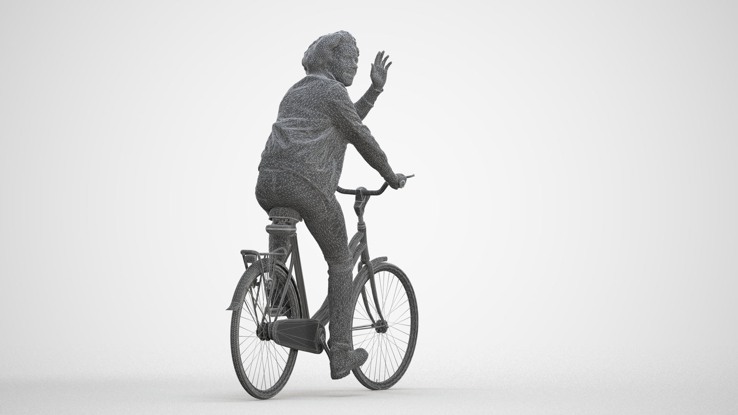 3D people model man casual cycling, scanned human for 3ds Max rendering, three-quarter front view render