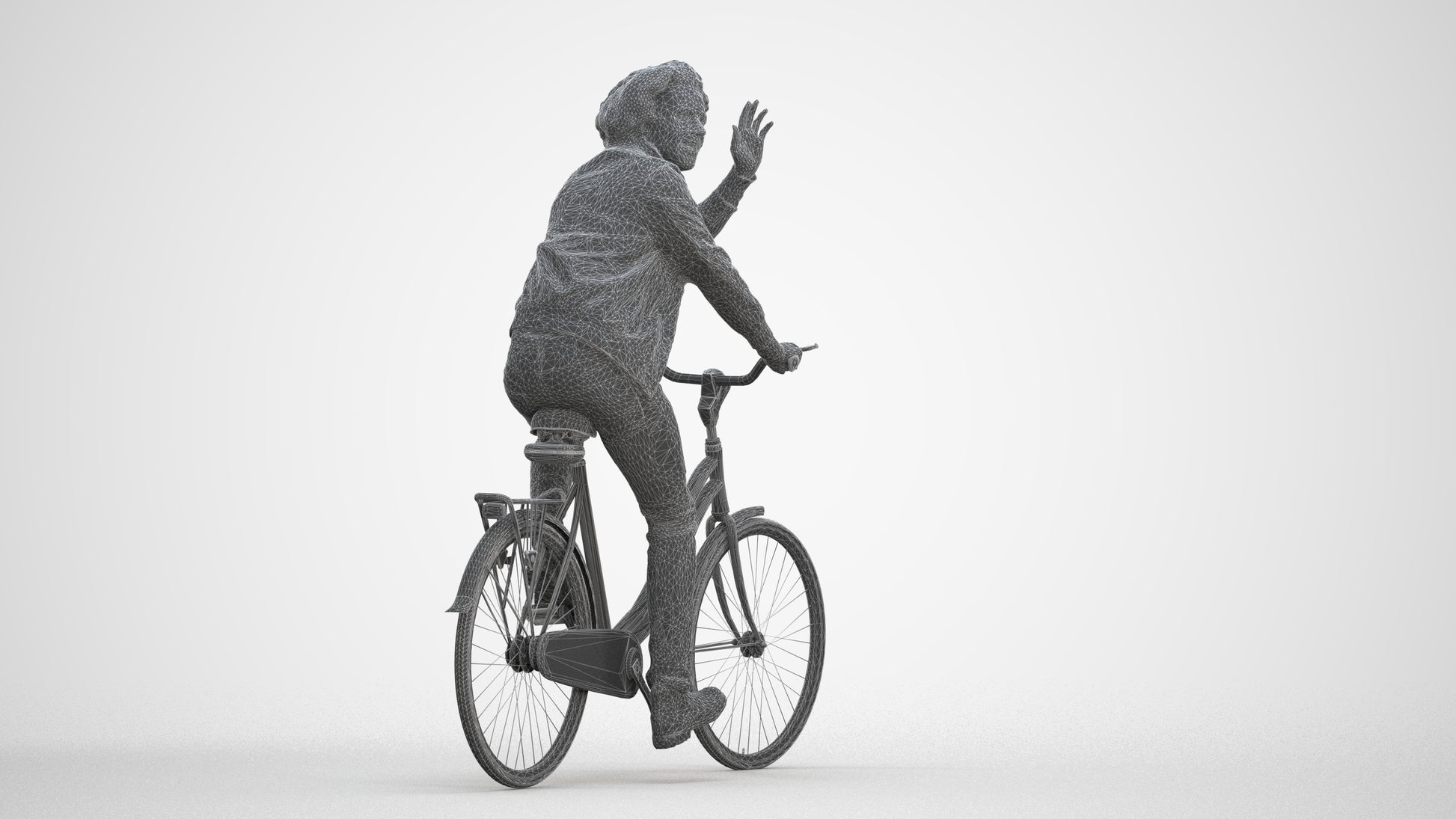 3D people model man casual cycling, scanned human for 3ds Max rendering, three-quarter front view render