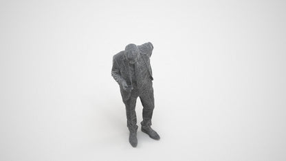 realistic 3D senior man business, scanned archviz people for Blender and 3ds Max, wireframe three-quarter view