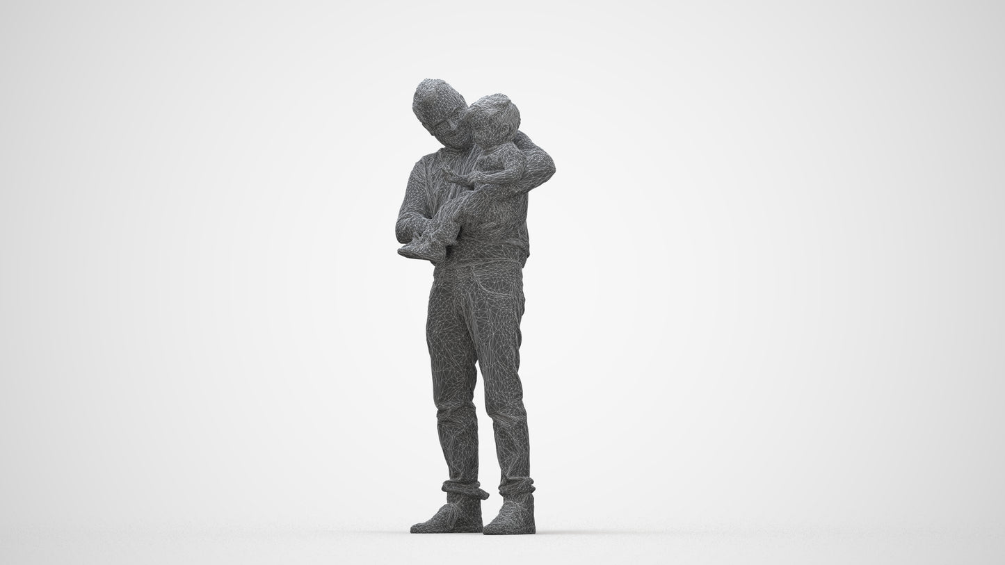 photogrammetry 3D boy casual kids, realistic human model archviz FBX, wireframe back view