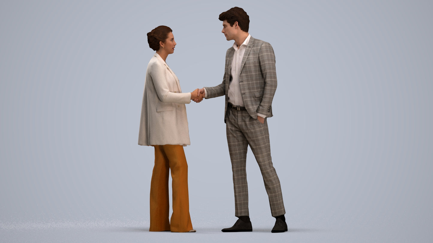photogrammetry 3D woman business, realistic human model archviz FBX, standing pose render