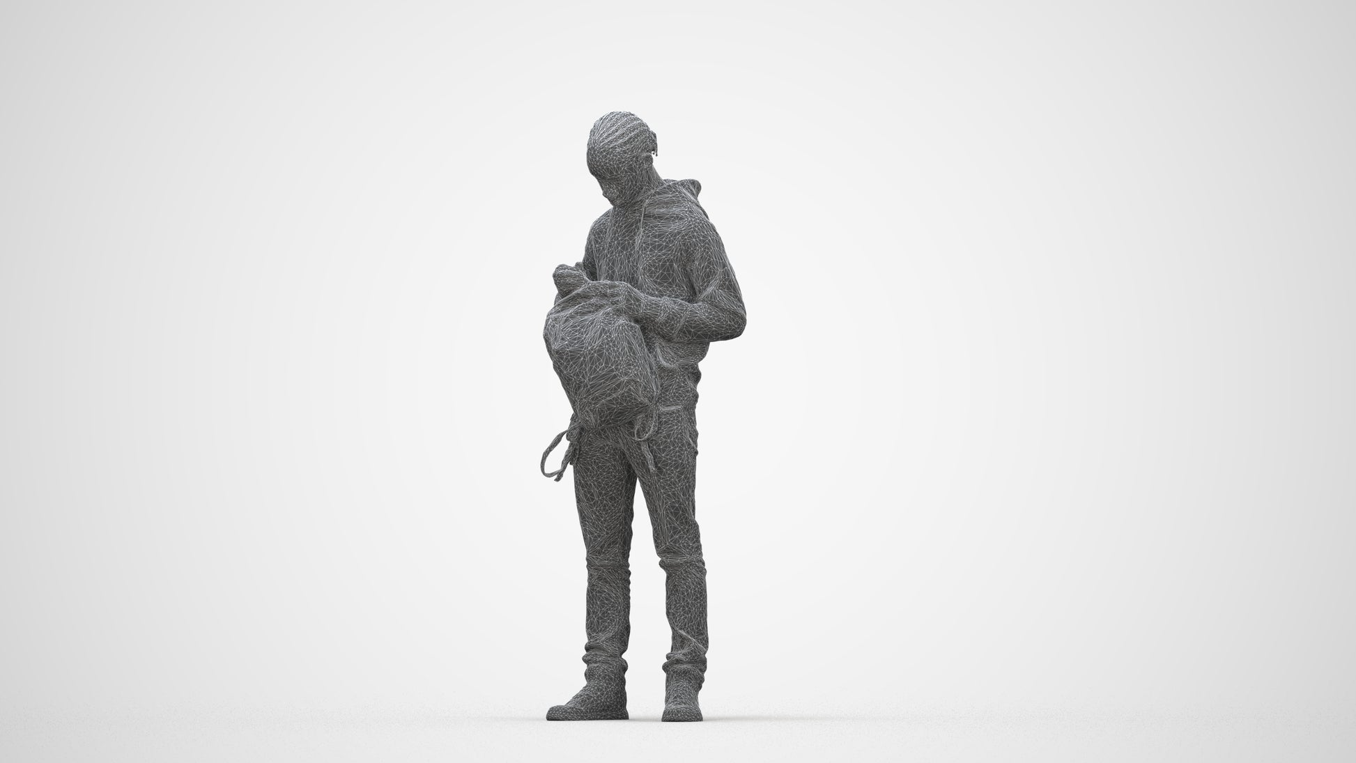 photogrammetry 3D boy casual kids, realistic human model archviz FBX, wireframe back view