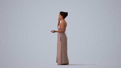 realistic 3D woman casual standing, scanned archviz people for Blender and 3ds Max, three-quarter view render