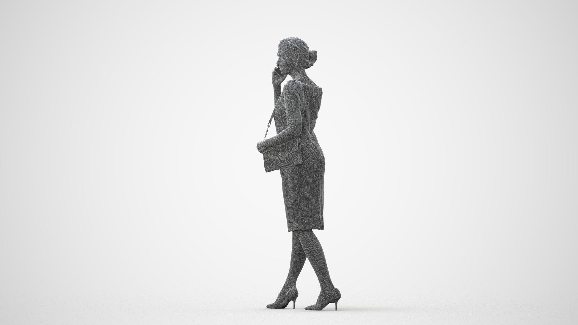 photogrammetry 3D woman casual standing, realistic human model archviz FBX, square thumbnail