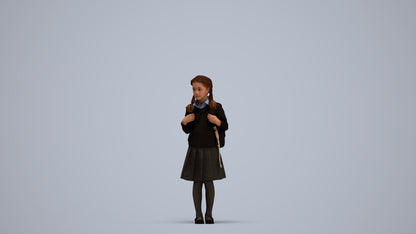 photogrammetry 3D girl kids, realistic human model archviz FBX, standing pose render