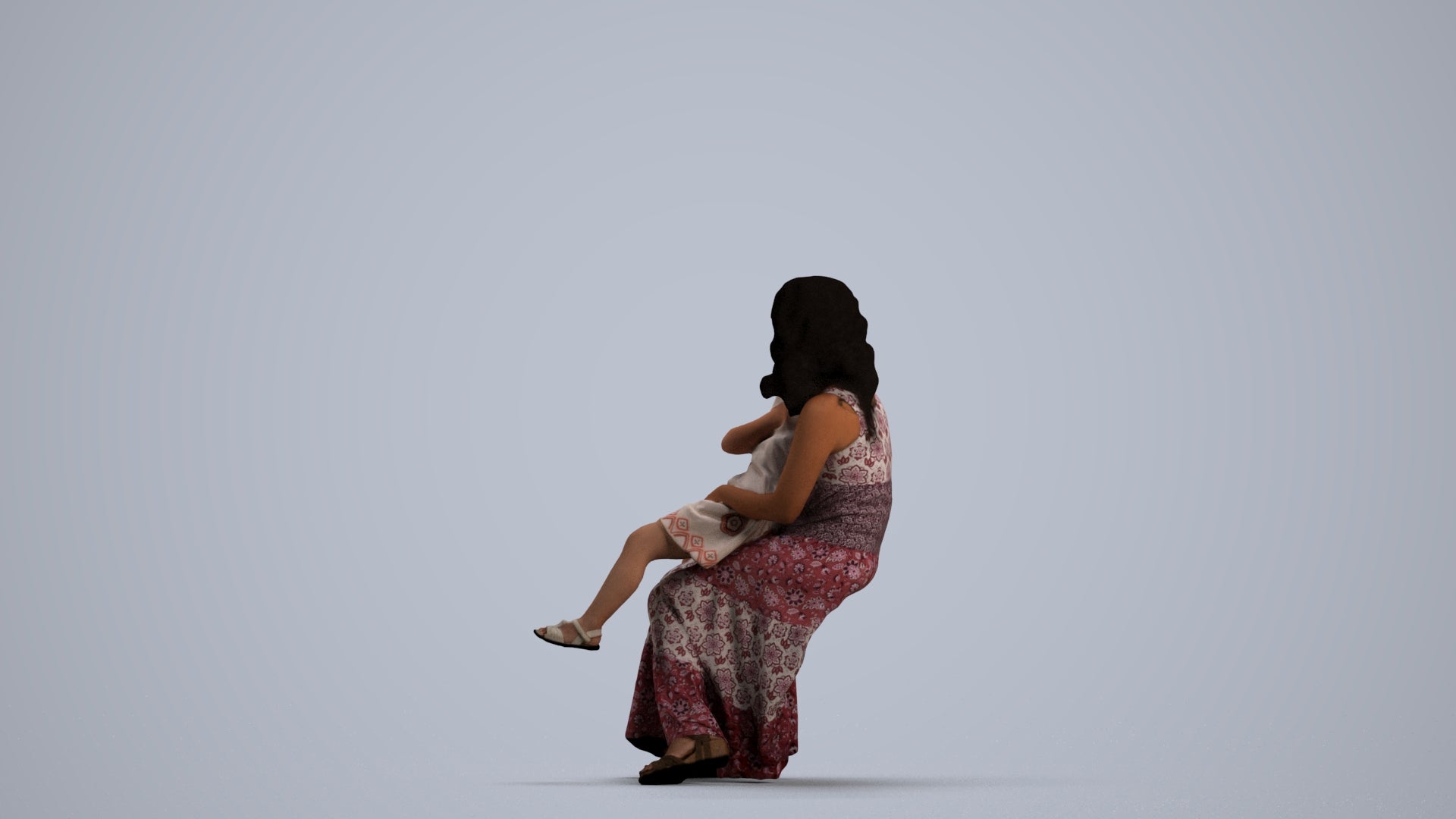 realistic 3D human girl casual kids, archviz people FBX OBJ for Blender, front view render