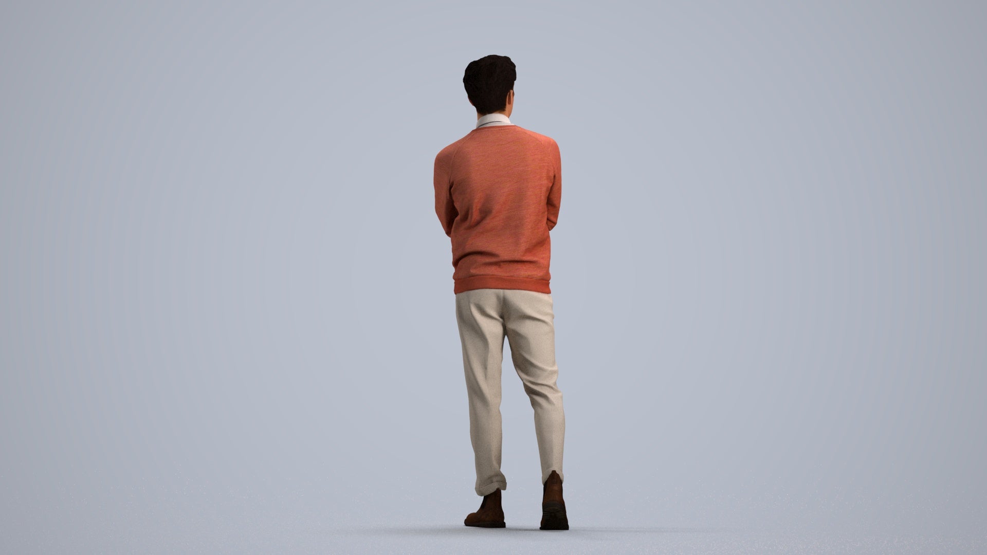 3D people model man casual walking, scanned human for 3ds Max rendering, front view render