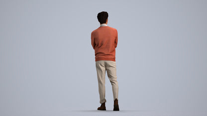 3D people model man casual walking, scanned human for 3ds Max rendering, front view render