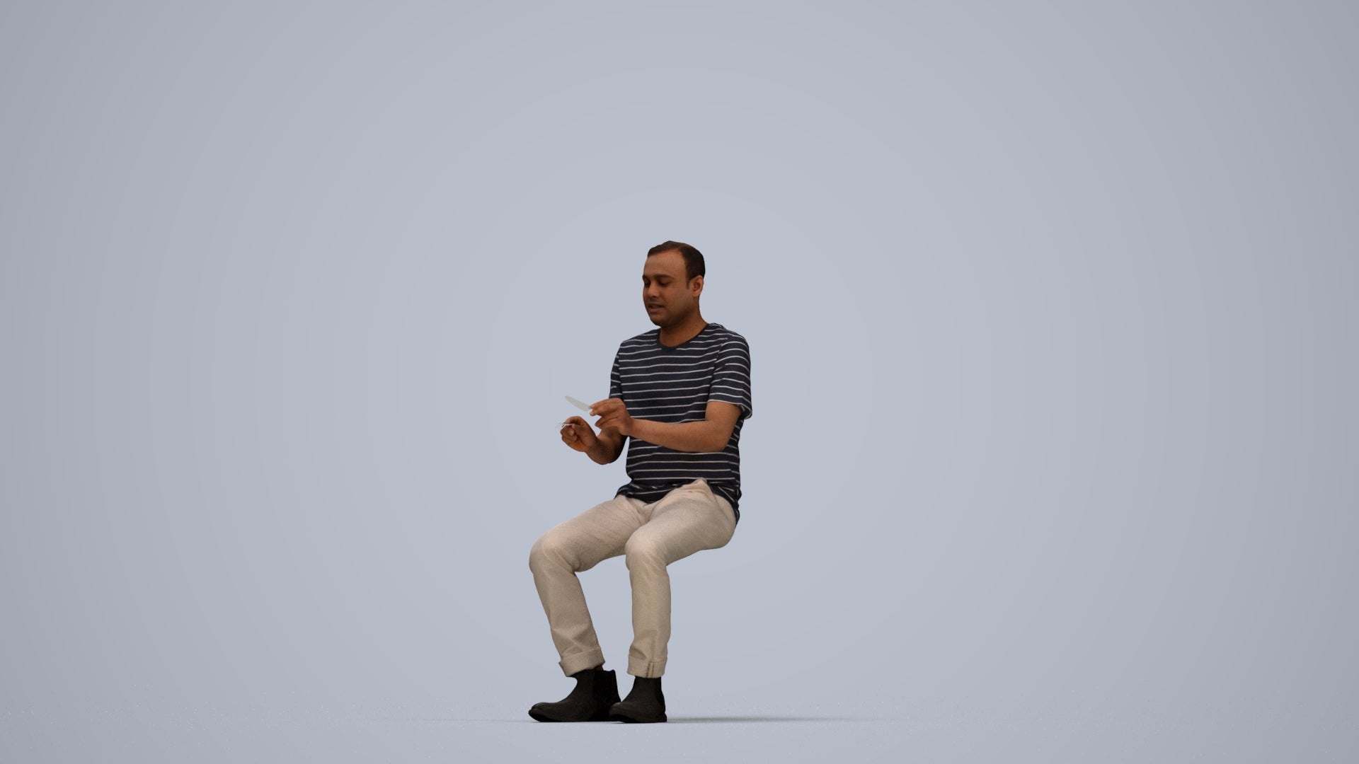 realistic 3D people man casual sitting, render-ready for V-Ray and Corona, FBX OBJ, top-down view render