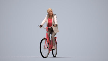 realistic 3D people senior boy casual cycling, render-ready for V-Ray and Corona, FBX OBJ, top-down view render