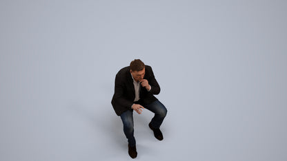 3D people model man business, scanned human for 3ds Max rendering, back view render