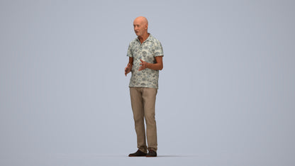 scanned 3D senior man casual standing, photogrammetry people for Enscape and V-Ray, top-down view render