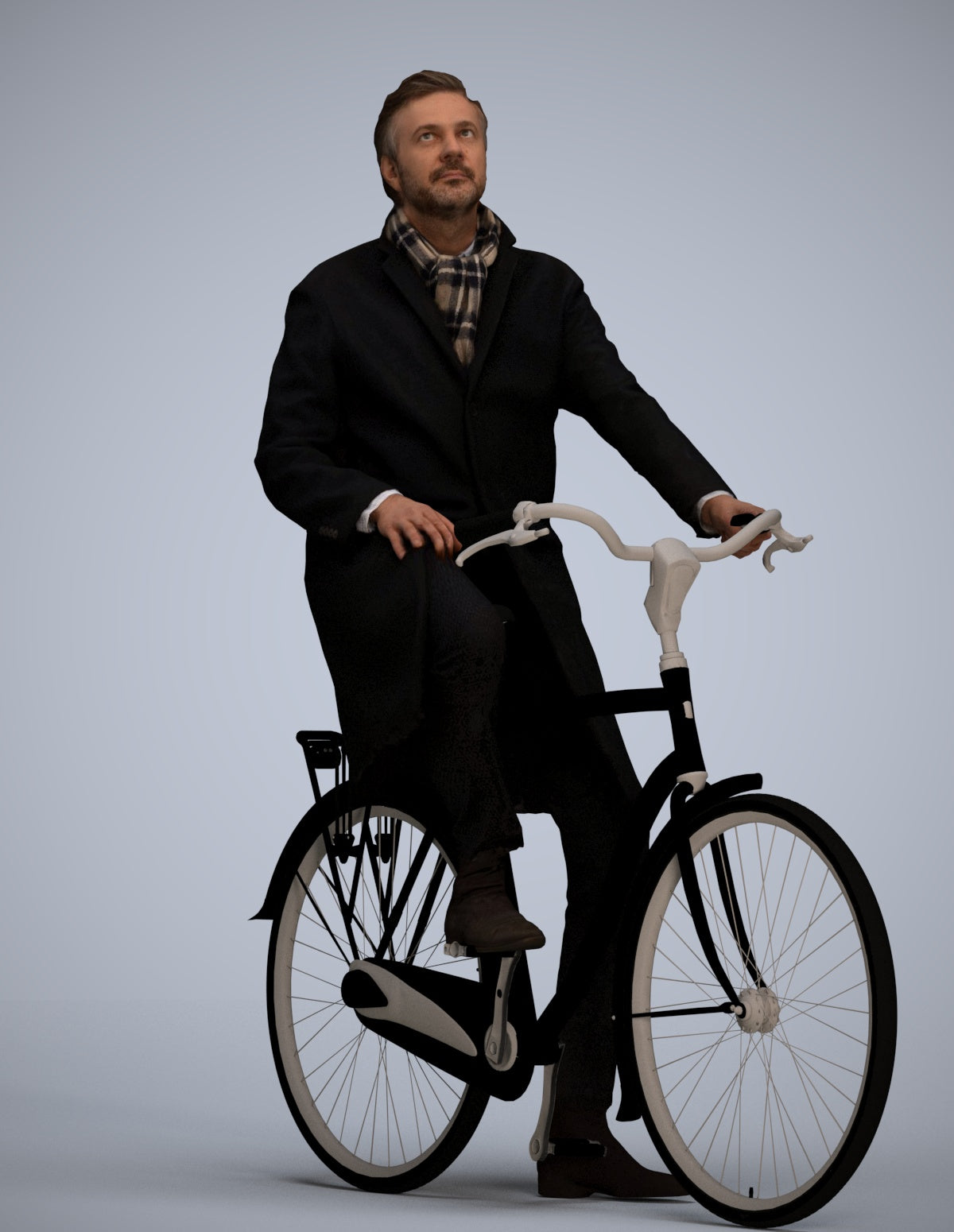 3D scanned man cycling business, photorealistic archviz people for Enscape and SketchUp