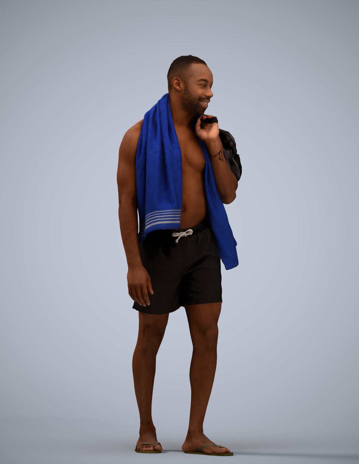 realistic 3D human man pool, archviz people FBX OBJ for Blender