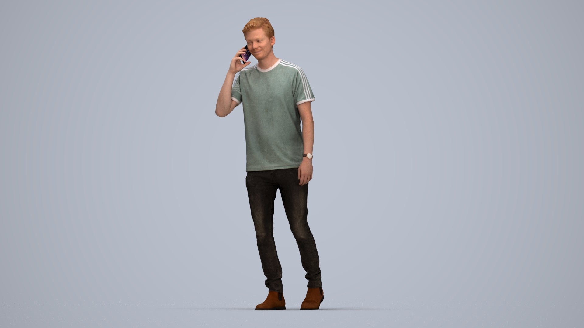 scanned 3D man casual walking, photogrammetry people for Enscape and V-Ray, top-down view render