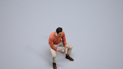 3D scanned man business casual, photorealistic archviz people for Enscape and SketchUp, back view render