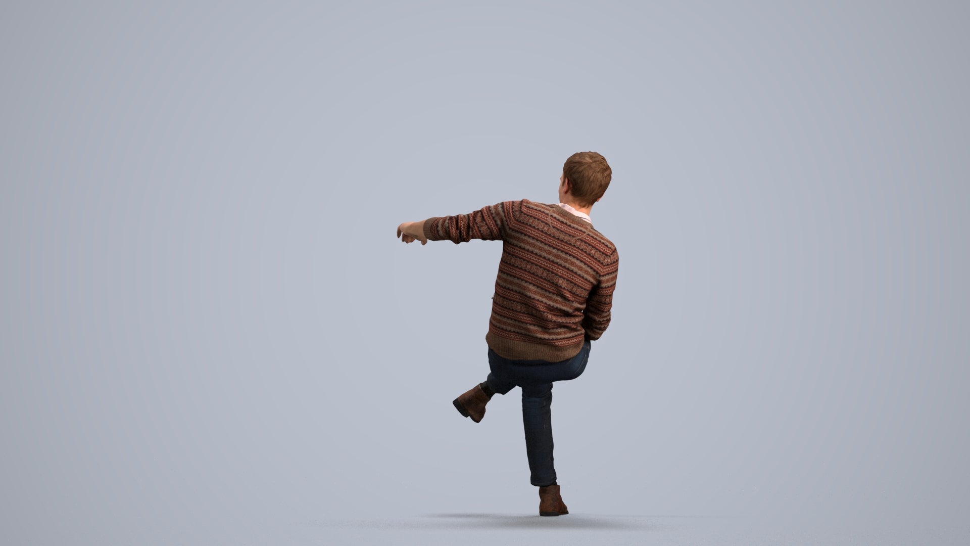 scanned 3D man casual sitting, photogrammetry people for Enscape and V-Ray, front view render