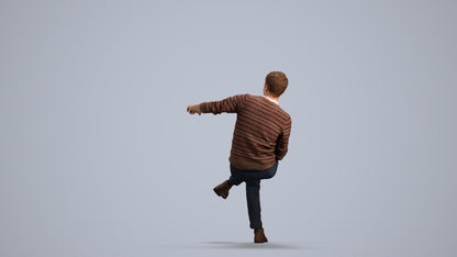 scanned 3D man casual sitting, photogrammetry people for Enscape and V-Ray, front view render