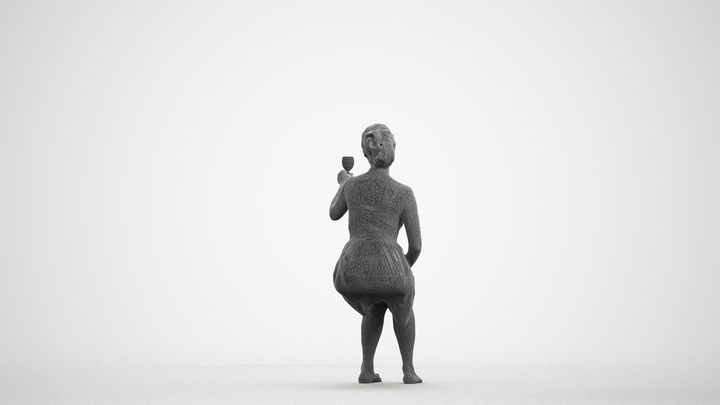 3D scanned woman formalaffairs formal, photorealistic archviz people for Enscape and SketchUp, wireframe front view