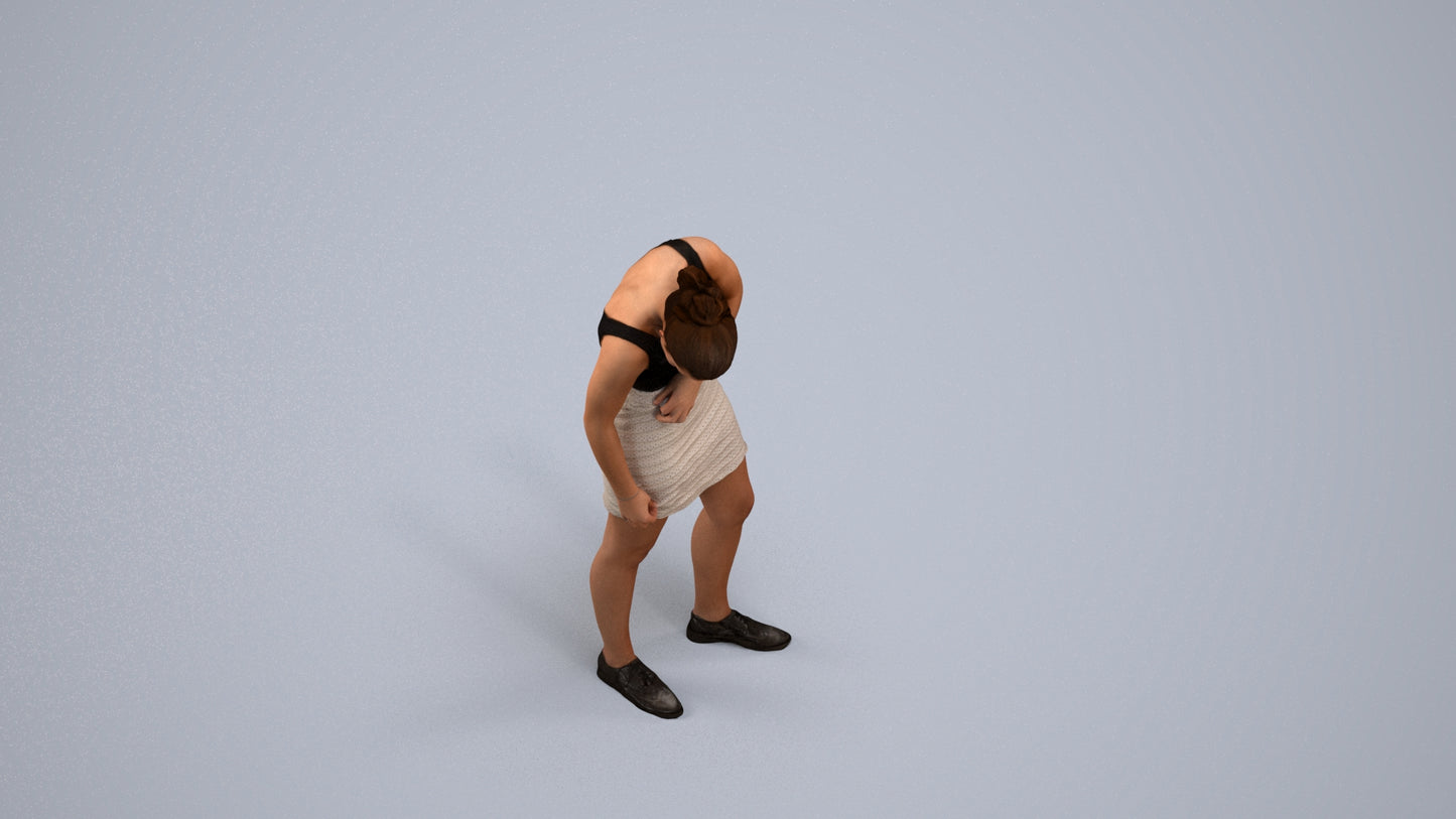 realistic 3D human girl casual kids, archviz people FBX OBJ for Blender, back view render