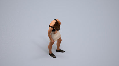 realistic 3D human girl casual kids, archviz people FBX OBJ for Blender, back view render