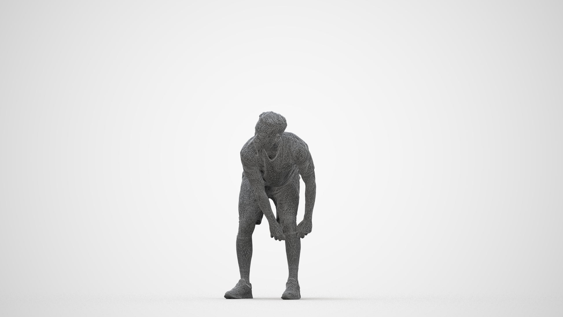 scanned 3D man sport, photogrammetry people for Enscape and V-Ray, wireframe back view