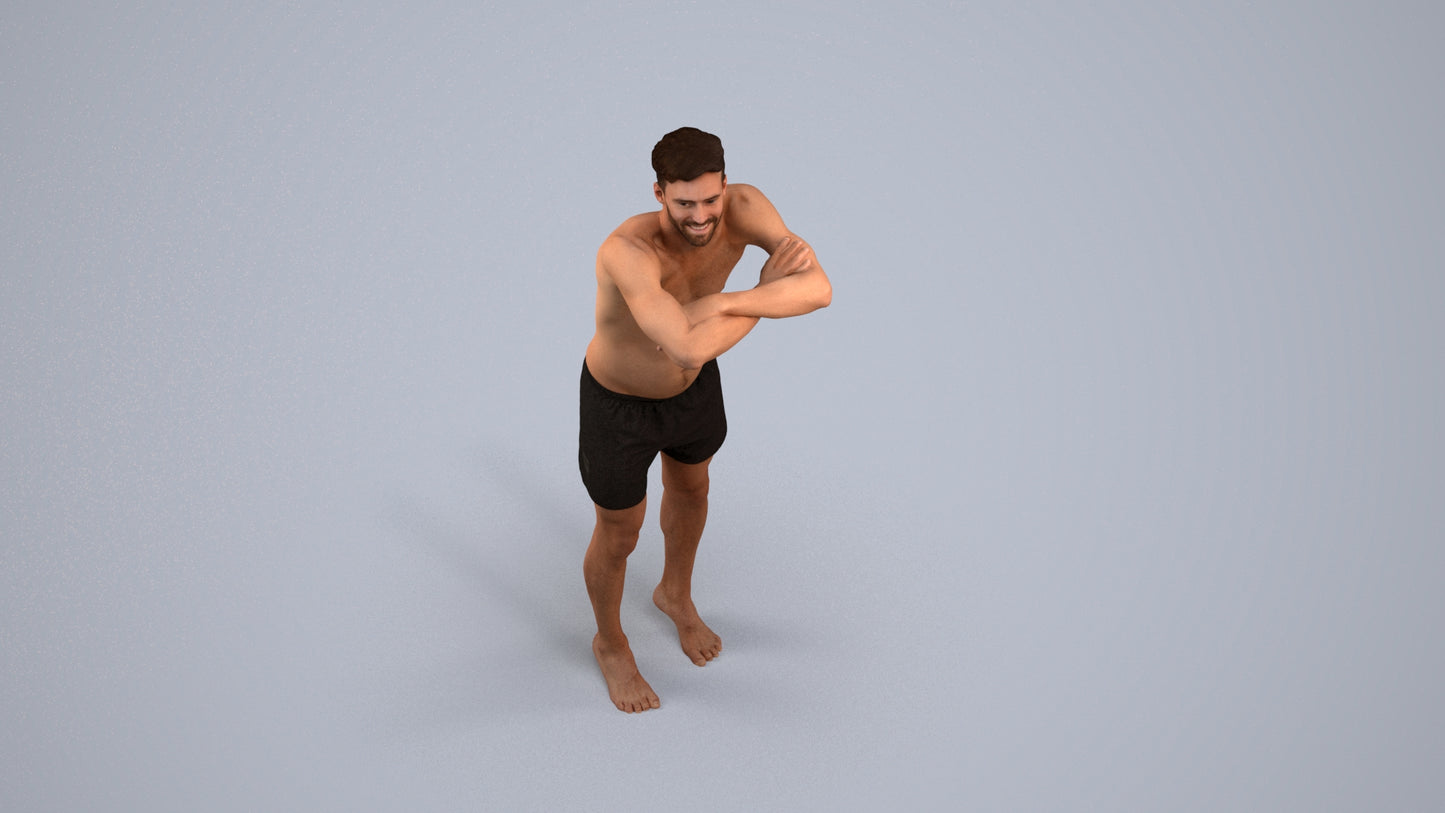 3D people model man pool, scanned human for 3ds Max rendering, back view render