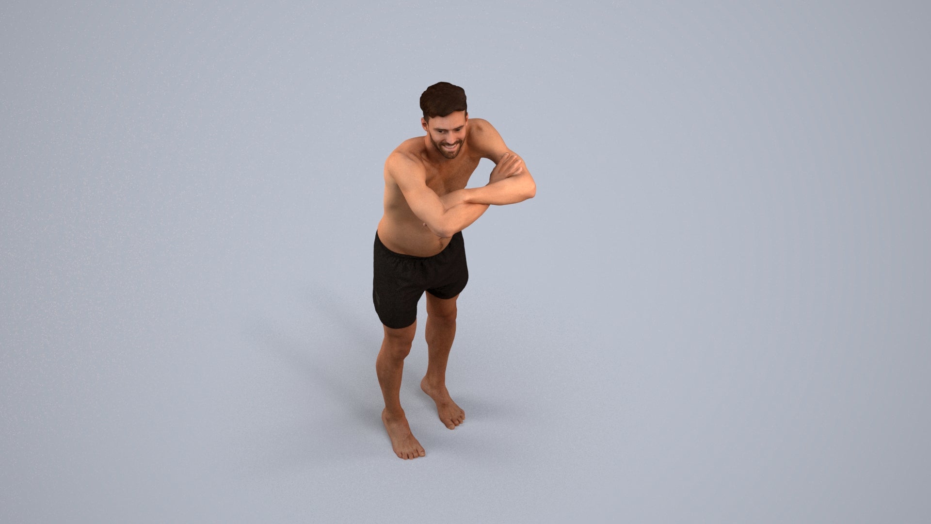 3D people model man pool, scanned human for 3ds Max rendering, back view render