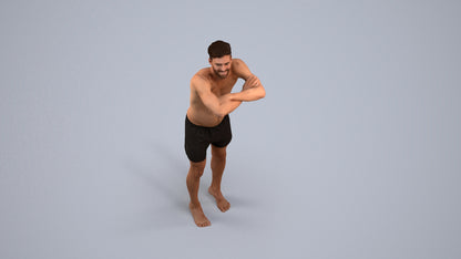 3D people model man pool, scanned human for 3ds Max rendering, back view render