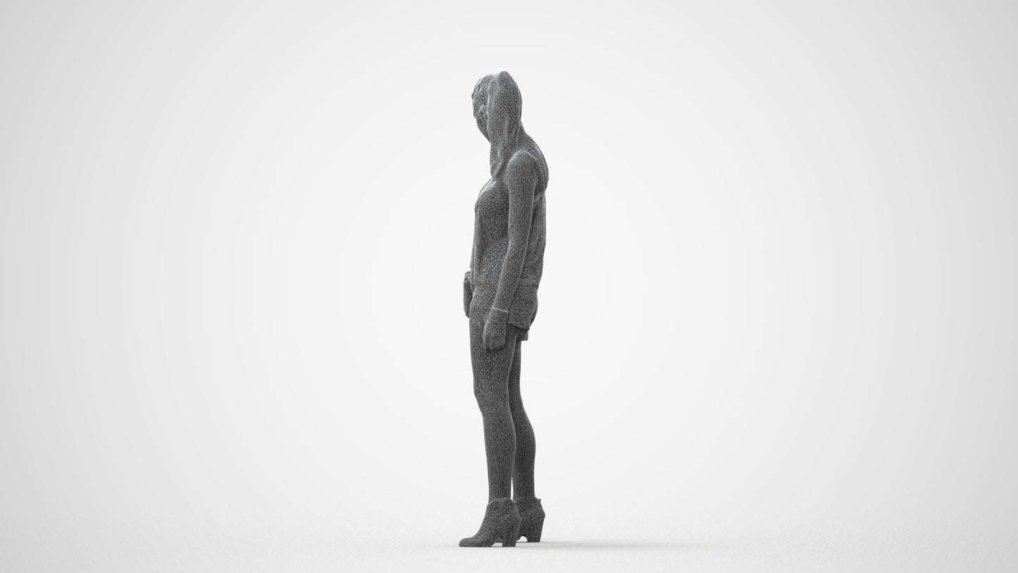 3D scanned girl standing casual, photorealistic archviz people for Enscape and SketchUp, square thumbnail