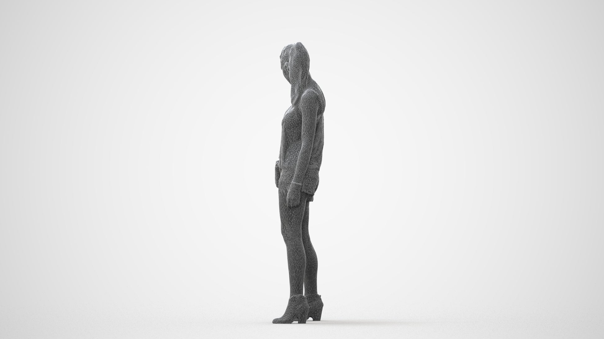3D scanned girl standing casual, photorealistic archviz people for Enscape and SketchUp, square thumbnail