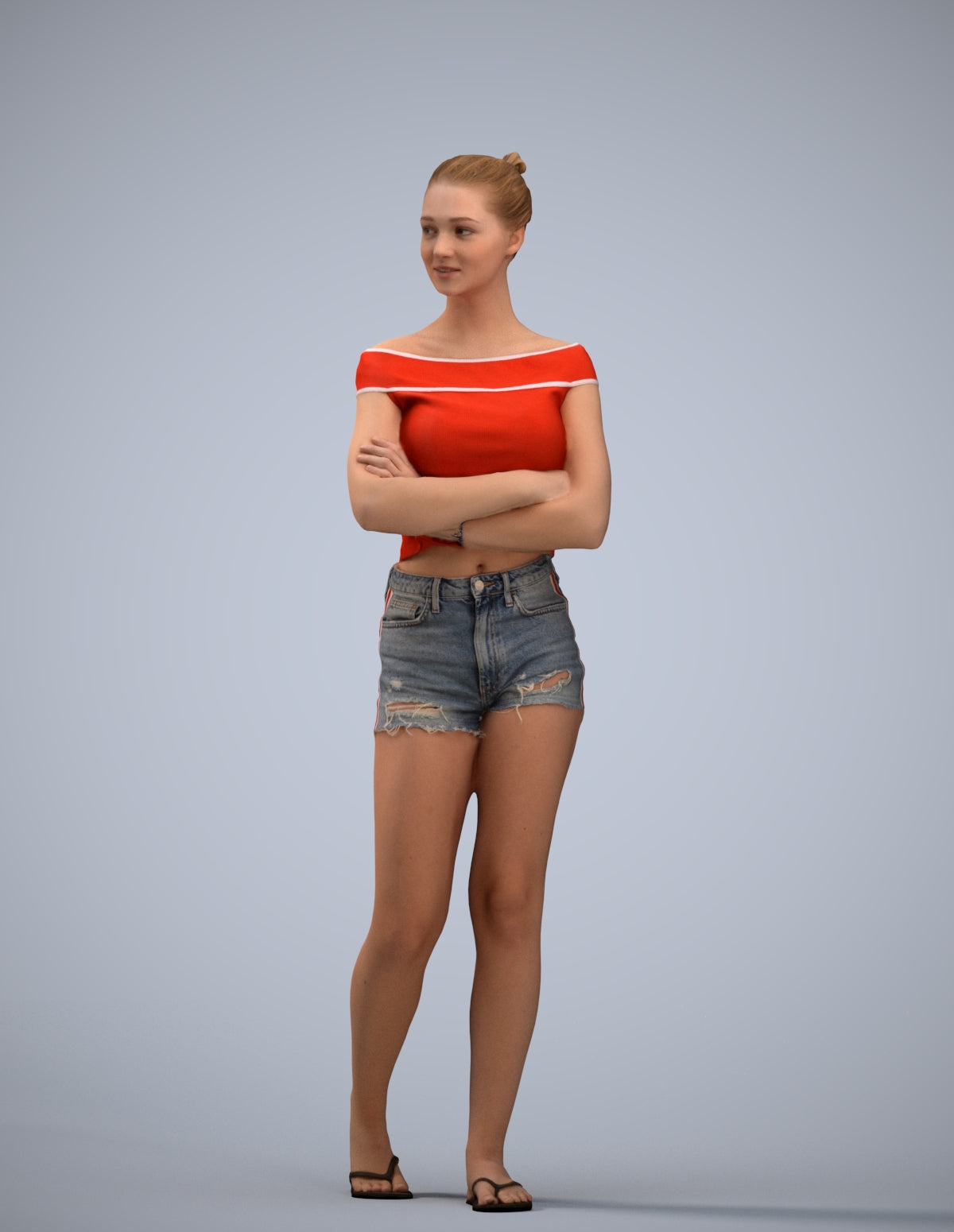 3D scanned girl walking casual, photorealistic archviz people for Enscape and SketchUp