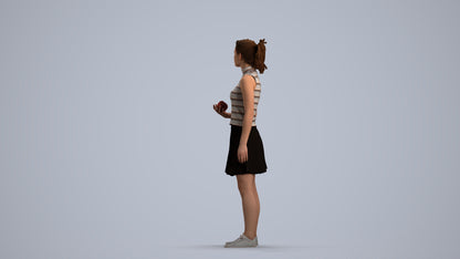 realistic 3D woman casual standing, scanned archviz people for Blender and 3ds Max, front view render