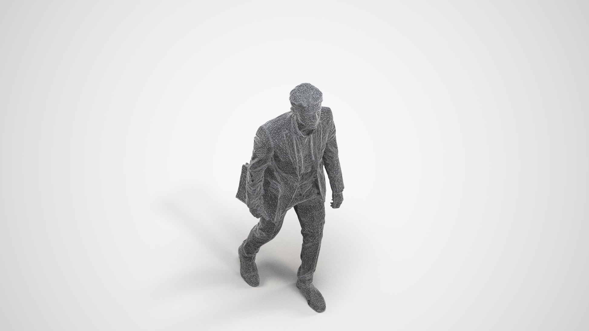 realistic 3D people man business, render-ready for V-Ray and Corona, FBX OBJ, wireframe three-quarter view