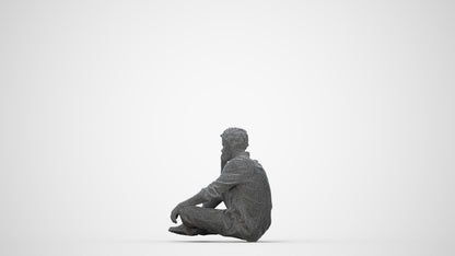 realistic 3D people man casual sitting, render-ready for V-Ray and Corona, FBX OBJ, wireframe back view