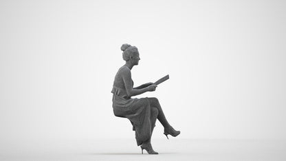 scanned 3D woman formal formalaffairs, photogrammetry people for Enscape and V-Ray, wireframe side view