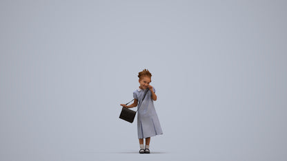scanned 3D girl casual kids, photogrammetry people for Enscape and V-Ray, standing pose render