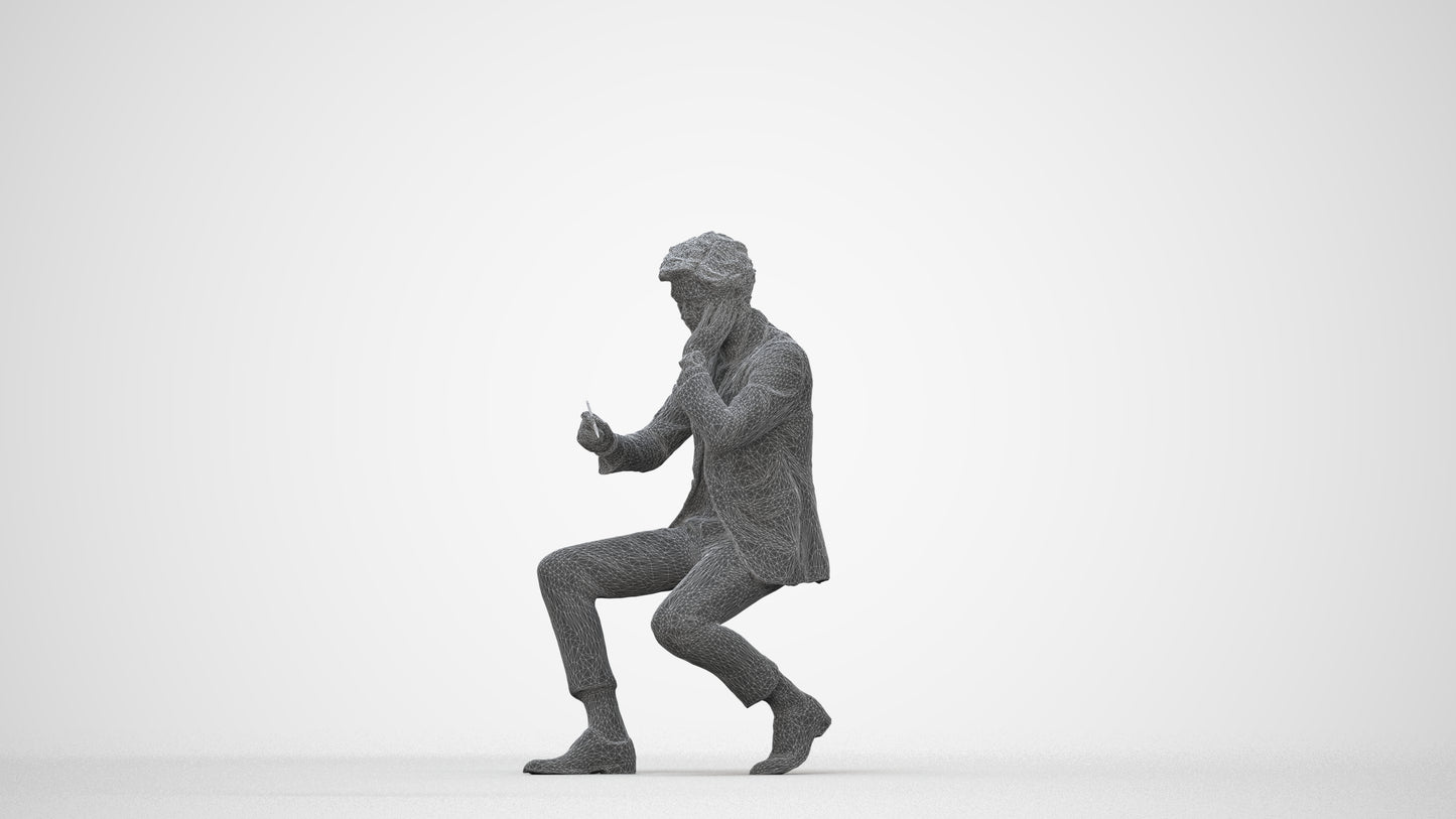 realistic 3D people man business, render-ready for V-Ray and Corona, FBX OBJ, wireframe back view