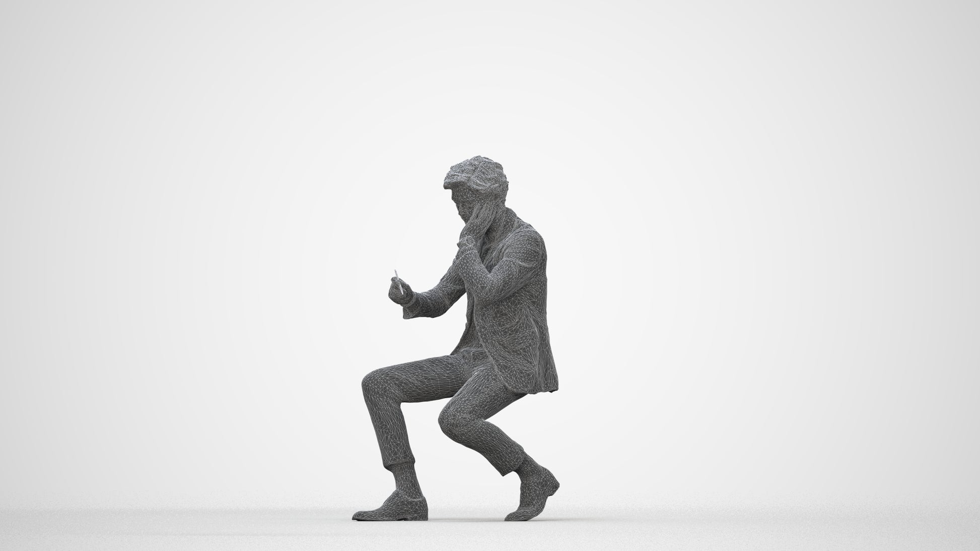 realistic 3D people man business, render-ready for V-Ray and Corona, FBX OBJ, wireframe back view