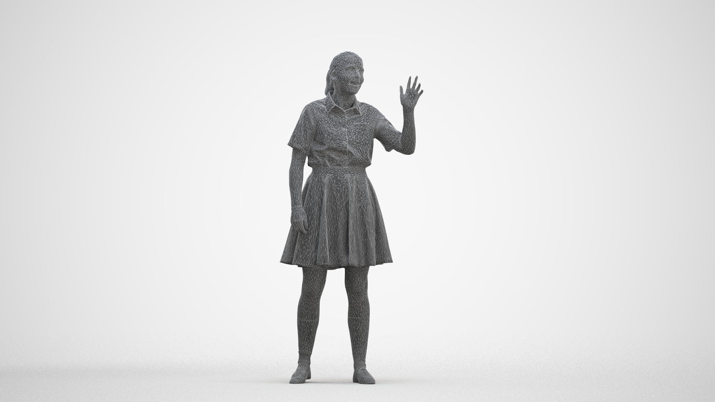 photogrammetry 3D girl kids, realistic human model archviz FBX, three-quarter front view render
