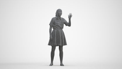 photogrammetry 3D girl kids, realistic human model archviz FBX, three-quarter front view render